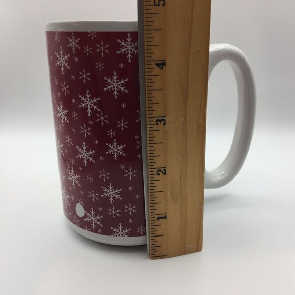 16oz Red White Snowflake Stoneware Mug Christmas Holiday Coffee Chocolate Cider - Picture 13 of 13